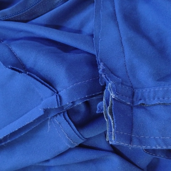 Vintage 60s/70s Blue Empire Waist Maxi Short Sleeve Dress Women's Medium - Picture 10 of 12